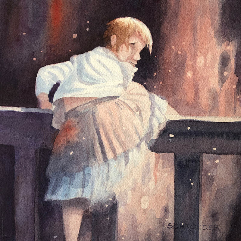 Allie, Study #8, a watercolor painting by Thomas Schroeder